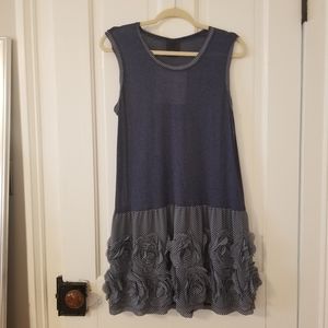 Anna Sui Blue & White Stripe Mini Dress Large